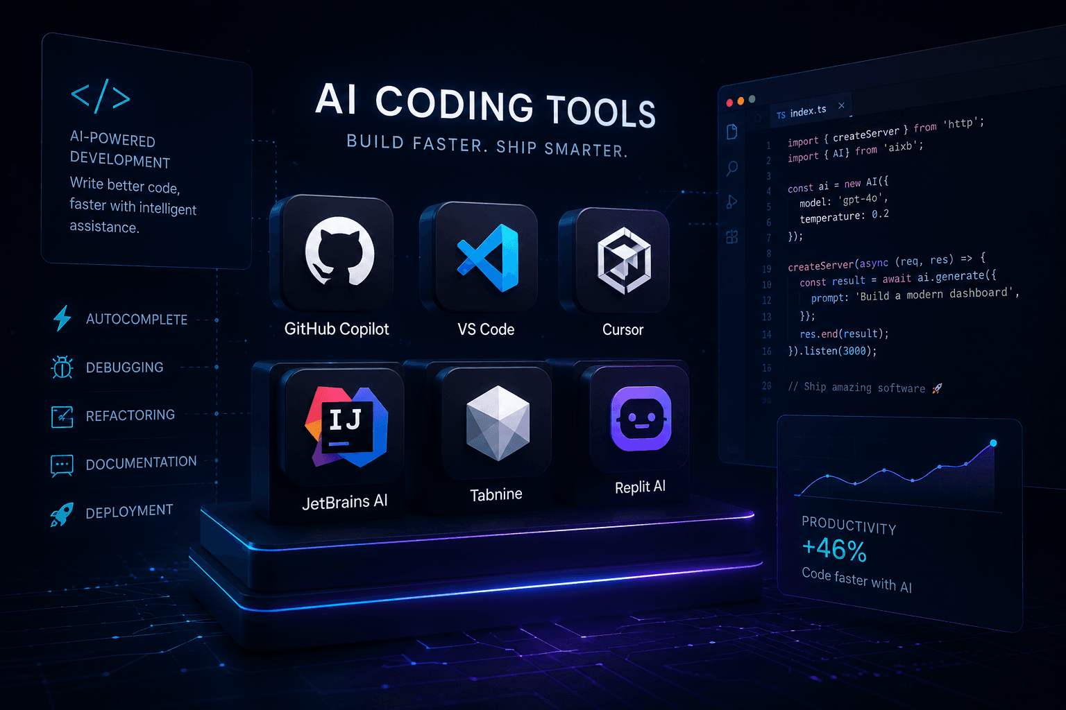 Best AI coding tools comparison graphic for developers and engineering teams