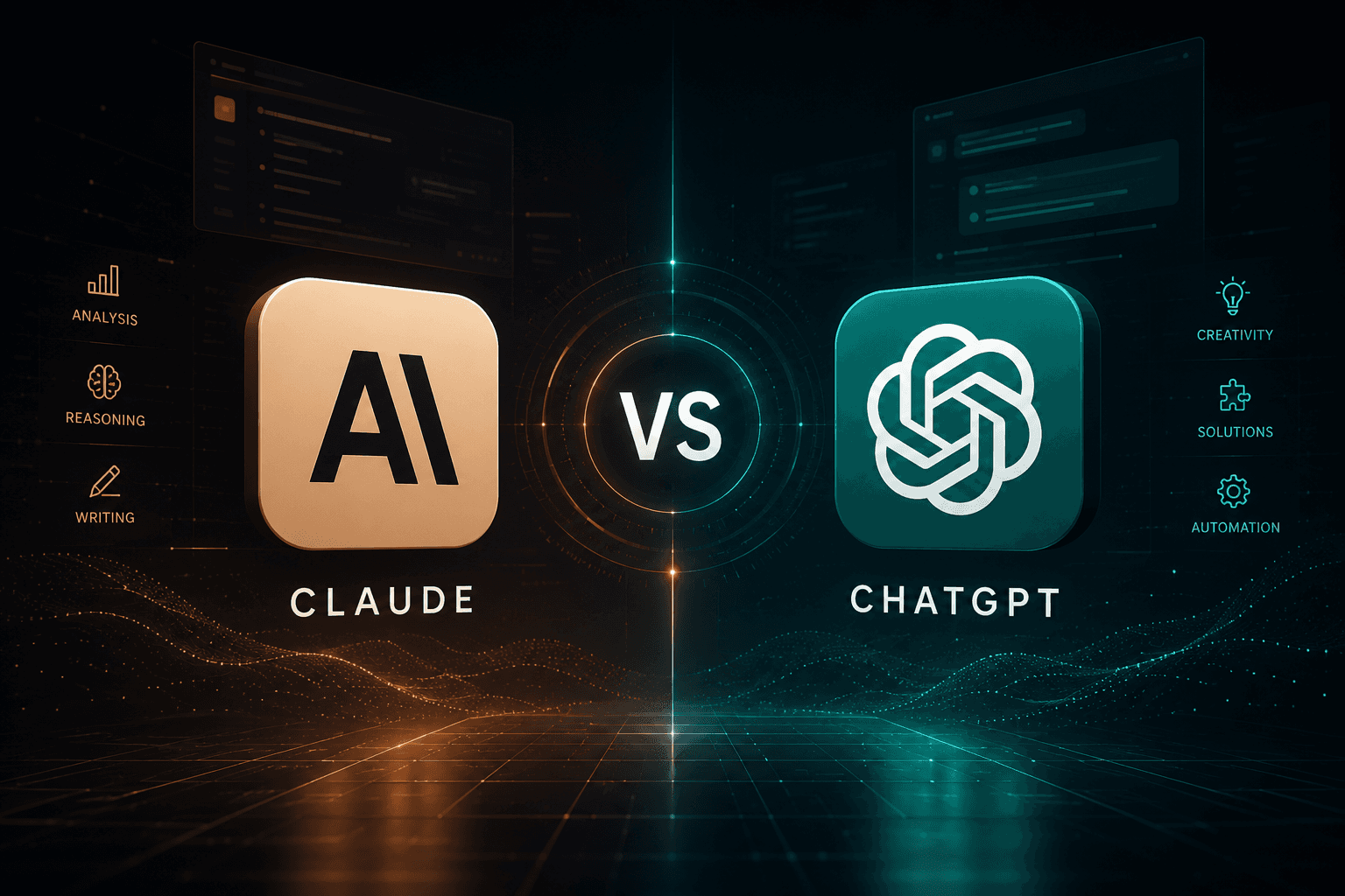 Claude vs ChatGPT comparison graphic for enterprise AI workflows
