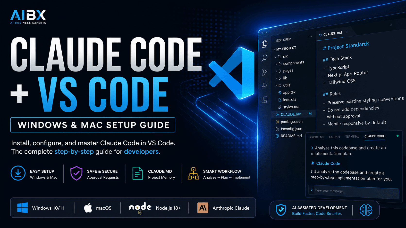 Claude Code and VS Code Windows and Mac setup guide cover image